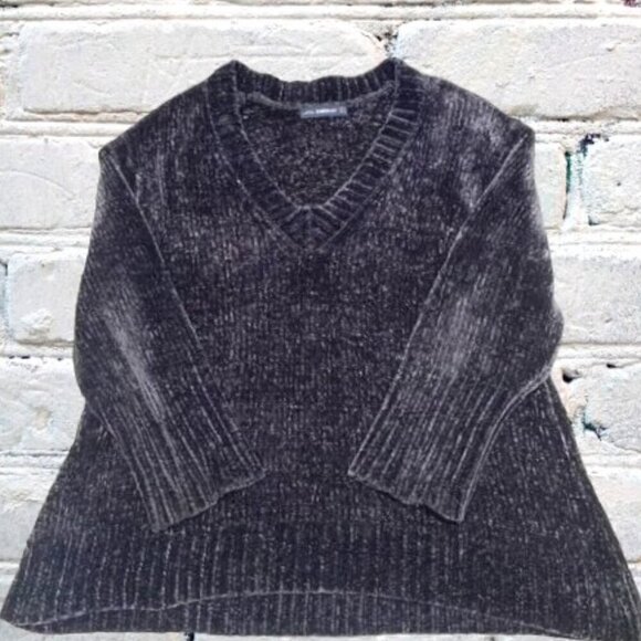 ZARA Oversized Chenille Sweater Dark Gray Size Small - Picture 3 of 4